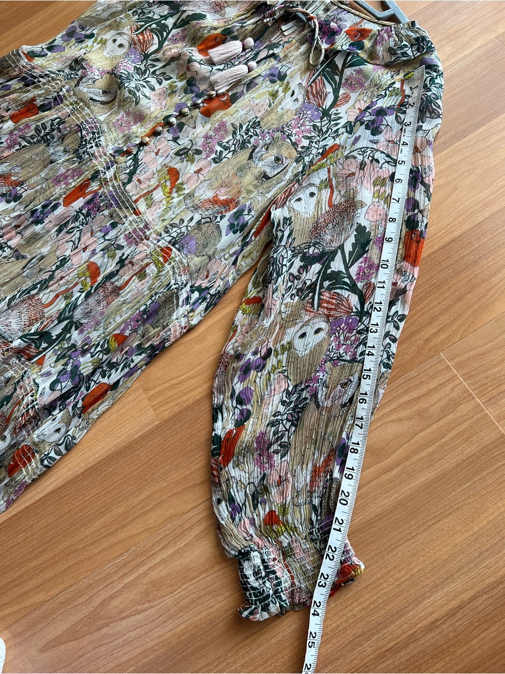 Anthropologie Marais Owl Print Boho Tiered Maxi Dress 1X - Picture 6 of 16